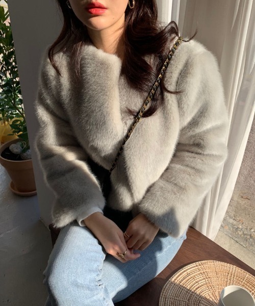 「N.s」 ノーカラージャケット S グレー レディース_画像3