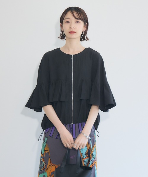 Paradise Picnic ブルゾン アウター 裾ドロスト付フリルブルゾン