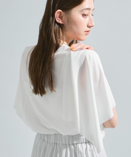 tシャツ 2WAYジョーゼットフリルトップス「手洗い可能」 レディース
