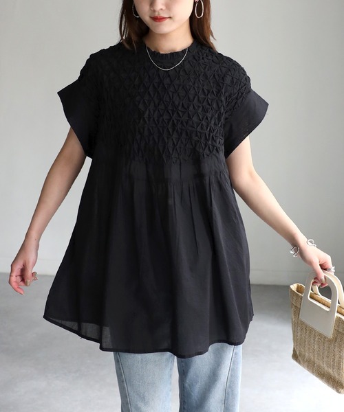 「Riberry」 半袖ブラウス MEDIUM ブラック レディース