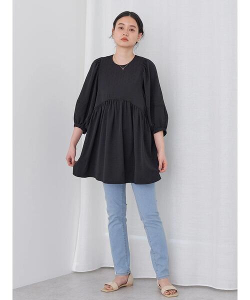 「AMERICAN HOLIC」 半袖チュニック M ブラック レディース