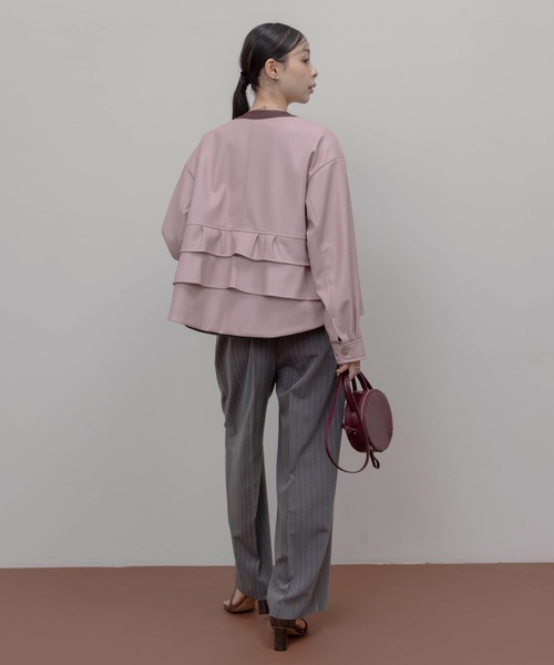 Eimee Law ジャケット ノーカラージャケット バックフリル