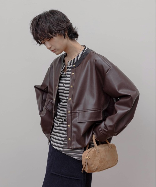 エイミーロウ　バックフリルノーカラーブルゾン Eimee Law ジャケット ノーカラージャケット バックフリル