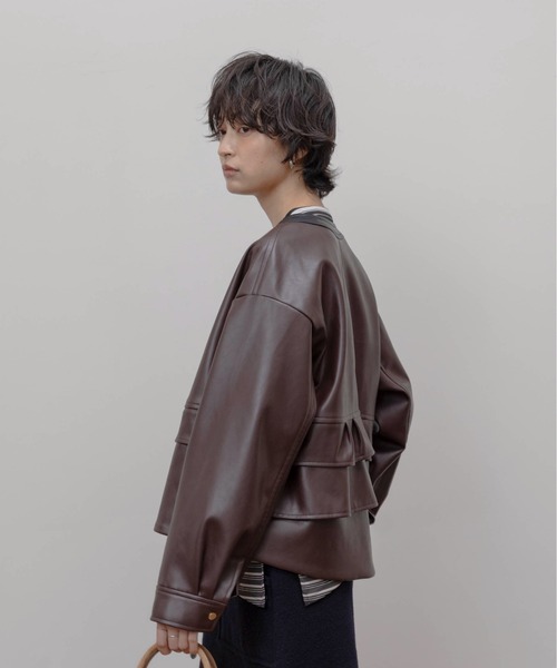 Eimee Law ジャケット ノーカラージャケット バックフリル