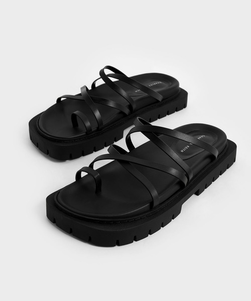 「CHARLES & KEITH」 フラットサンダル 25.5cm オレンジ レディース_画像2