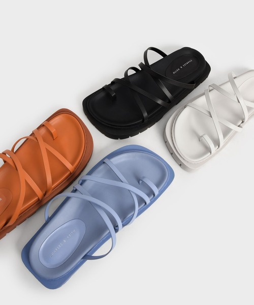 「CHARLES & KEITH」 フラットサンダル 25.5cm オレンジ レディース_画像4