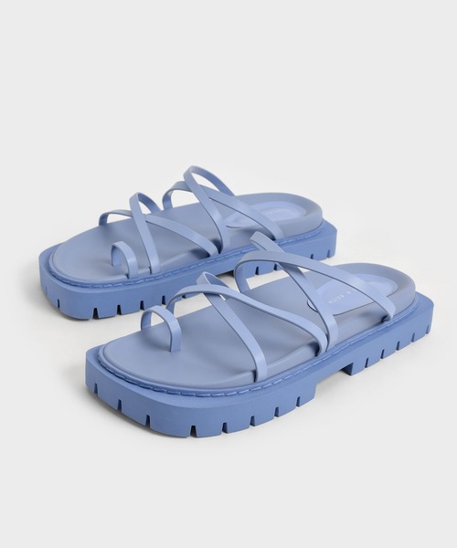 「CHARLES & KEITH」 フラットサンダル 25.5cm オレンジ レディース_画像6