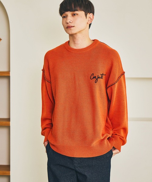 LAKOLE（ラコレ） セーター ニット 配色バック刺繍ニットプルオーバー