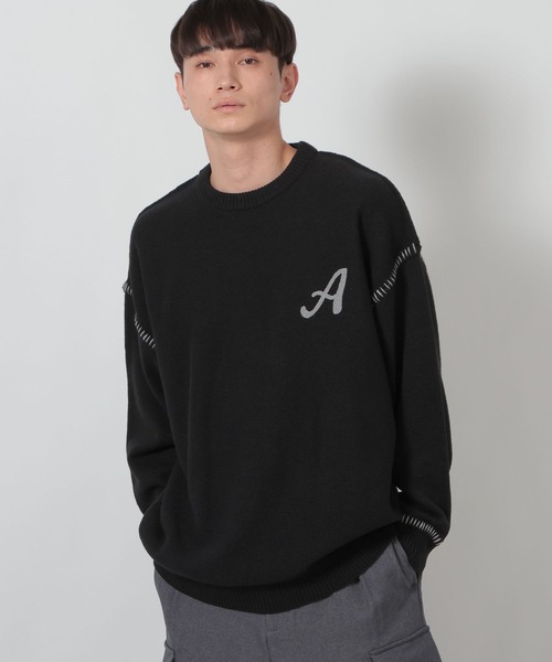 LAKOLE（ラコレ） セーター ニット 配色バック刺繍ニットプルオーバー