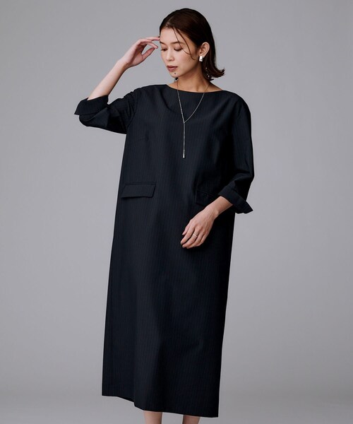 UNTITLED ワンピース 「洗える/ストレッチ素材/通勤」スーツライク