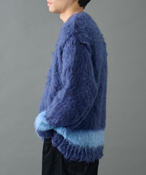 ▼上質✨ドゥロワー【2】カシミヤ100％ シャギー タートルニット 毛足長 青 ドゥロワー カシミヤ100％ ニット セーター ネイビー シャギー