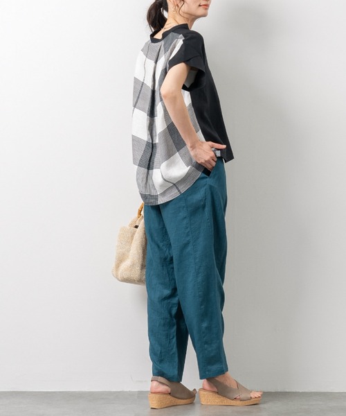 tシャツ タックスリーブアクセントチュニックプルオーバー｜フレンチ