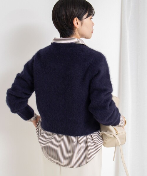 NOLLEY'S Sophi ヘアリークルーネックプルオーバーニット NOLLEY'S Sophi（ノーリーズソフィー） カーディガン ヘアリーメタル釦