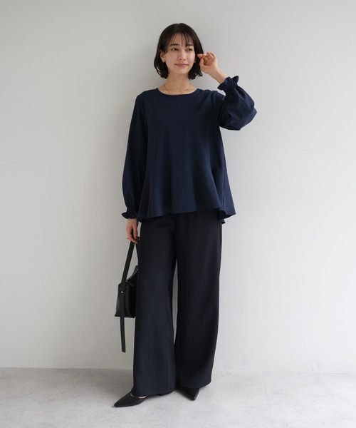 evernavy パンツ 「新サイズ追加」ポケット付きイージーワイドパンツ