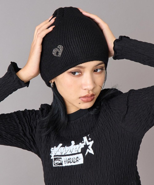 ANAP（アナップ） ニット帽 ニットキャップ ハート ラインストーン