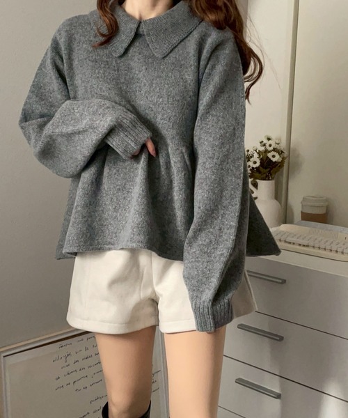ニット セーター ペプラムポロニットプルオーバー「NOUA」 レディース