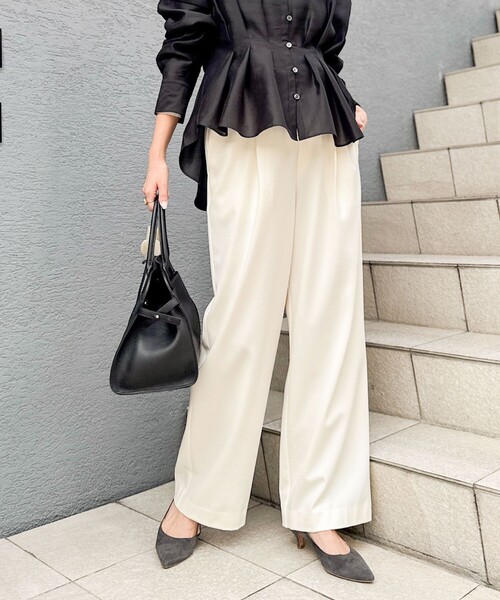 NOLLEY'S（ノーリーズ） パンツ ウォッシャブル裏起毛イージーワイド