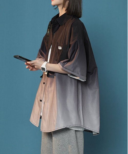 「NEW GENTLEMAN」 半袖シャツ M ブルー メンズ_画像4