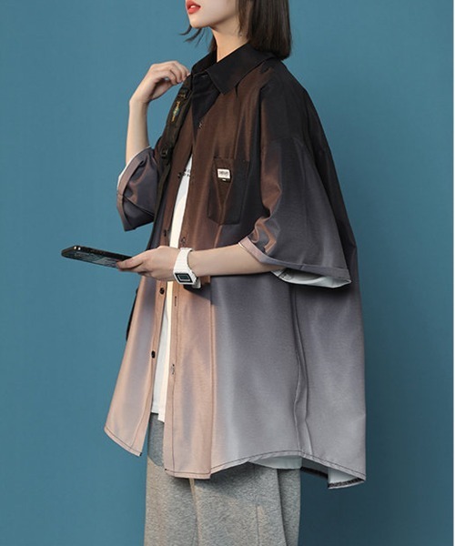 「NEW GENTLEMAN」 半袖シャツ M ブルー メンズ_画像5