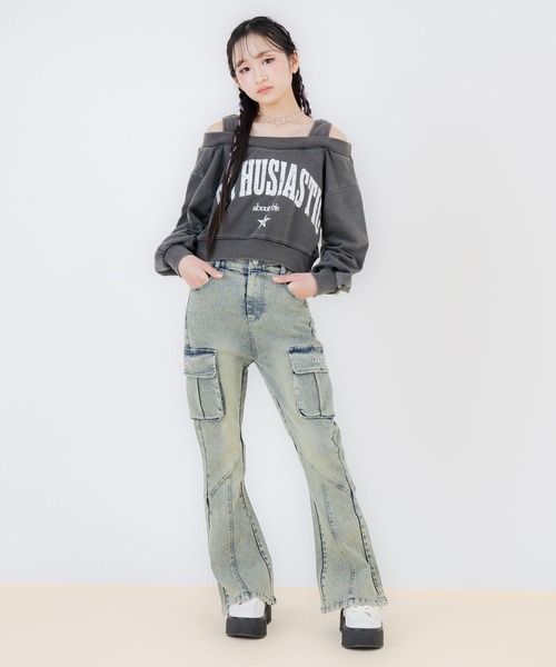 アナスイミニ　グレーフレアパンツ　裏起毛　160 ANAP GiRL（アナップガール） パンツ カーゴフレアパンツ キッズ 子供