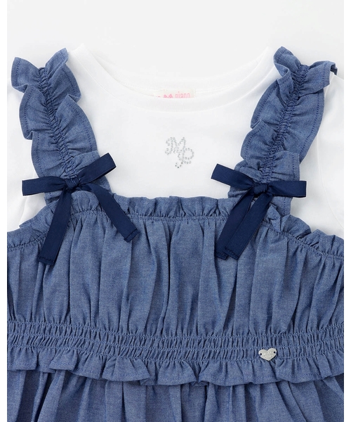 mezzo piano tシャツ カットワーク刺しゅうチュニック 半袖Tシャツ