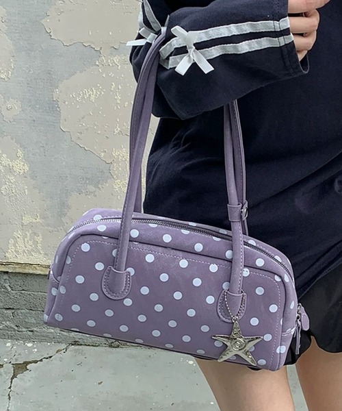 hugyourskin ポルカドット ショルダーバッグ ショルダーバッグ バッグ ポルカドットハンドルbag レディース