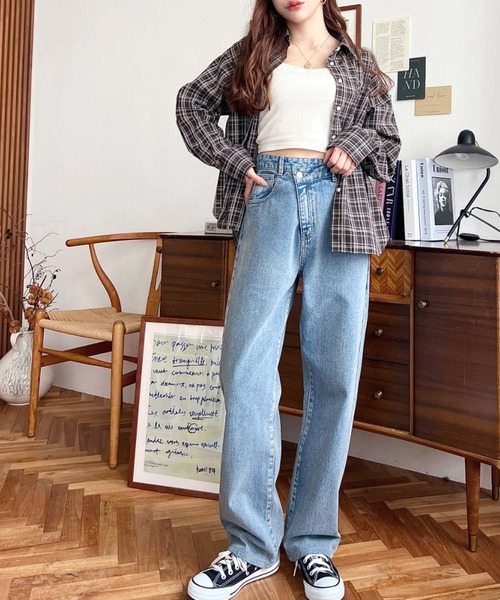 「moment+」 デニムパンツ M インディゴブルー レディース_画像3