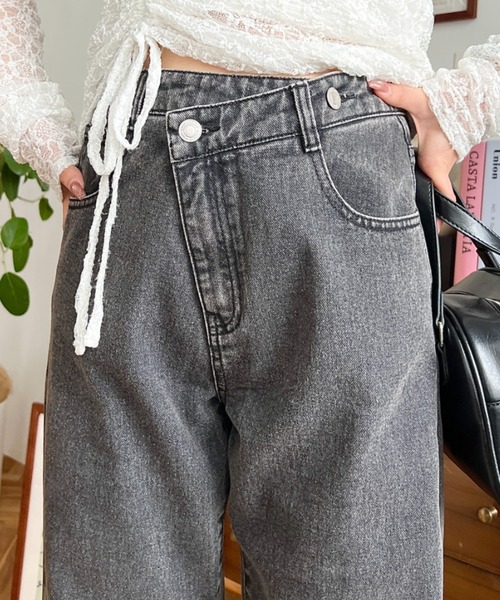 「moment+」 デニムパンツ M インディゴブルー レディース_画像5