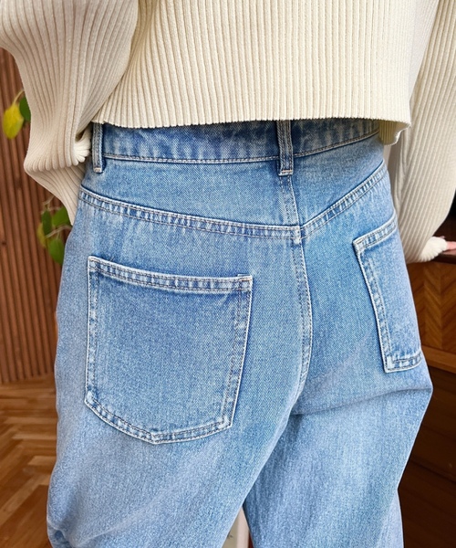 「moment+」 デニムパンツ M インディゴブルー レディース_画像6