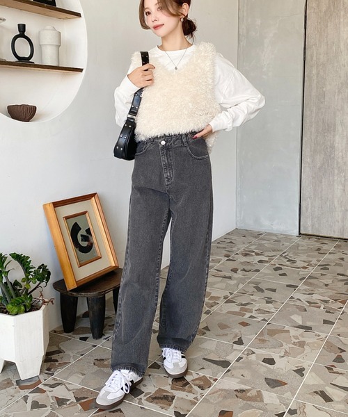 「moment+」 デニムパンツ M インディゴブルー レディース_画像8