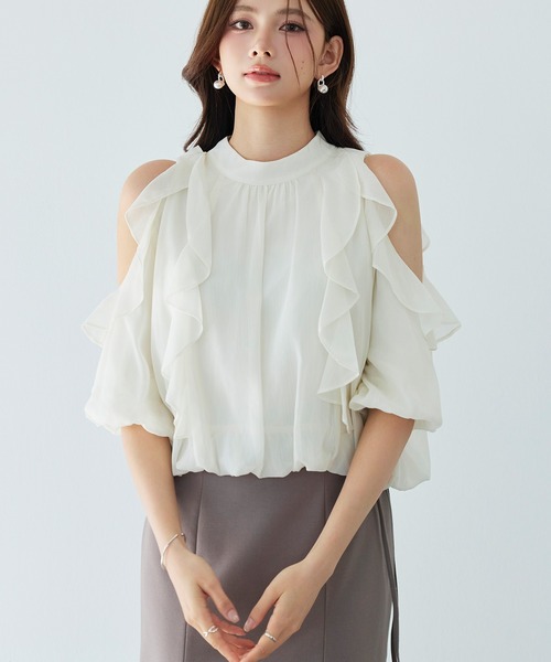 「SAISON DE PAPILLON」 7分袖ブラウス M グレー レディース_画像4
