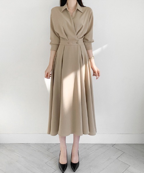 「ABITOKYO」 シャツワンピース L ベージュ レディース_画像9