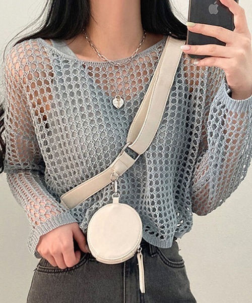 2色 トップス メッシュ simple korean mesh tops 韓国 ROOP TOKYO tシャツ cropped mesh tops/クロップド丈メッシュ