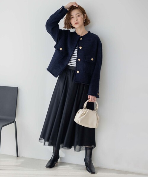 23区 ジャケット ノーカラージャケット GIOLICA カラーミックス