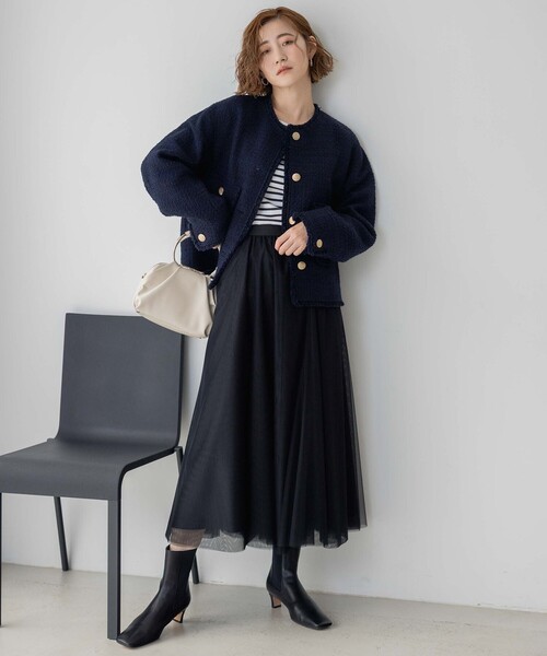 23区 ジャケット ノーカラージャケット GIOLICA カラーミックス