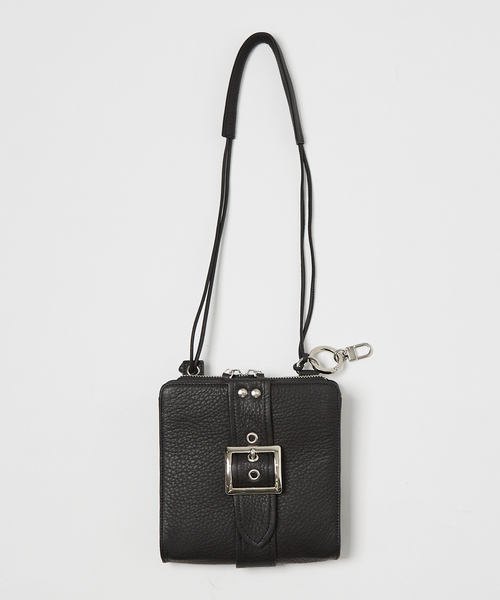 【良品】アルフレッドバニスター ショルダーバッグ レザー ロゴプレート ブラック WAKU別注】2WAY レザー スクエアショルダー｜alfredoBANNISTER