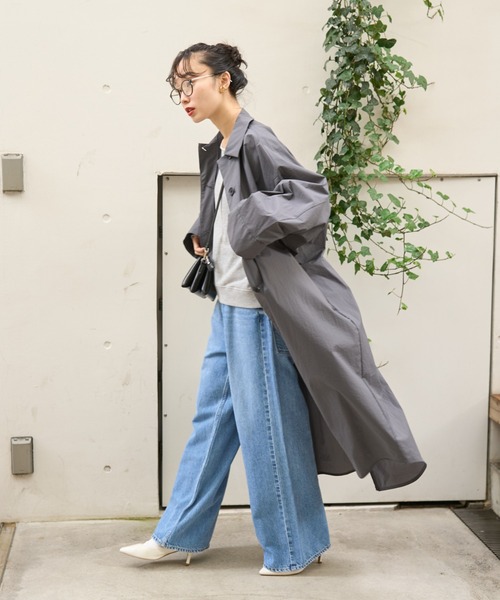 Rouge vif la cle　ルージュヴィフ　撥水ナイロンライトコートグレー Rouge vif（ルージュ ヴィフ） コート アウター 撥水ナイロンライト