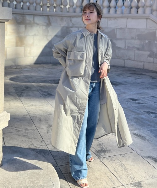 プラージュ　コート　ナイロン セール】【UNISEX】ナイロンワッシャーステンカラーコート