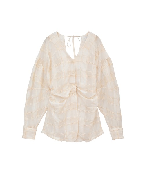 ブラウス シャツ 「CLANE/クラネ」SHEER CHECK TUCK WAIST BLOUSE/シアーチェックタックウェストブラウス レディース