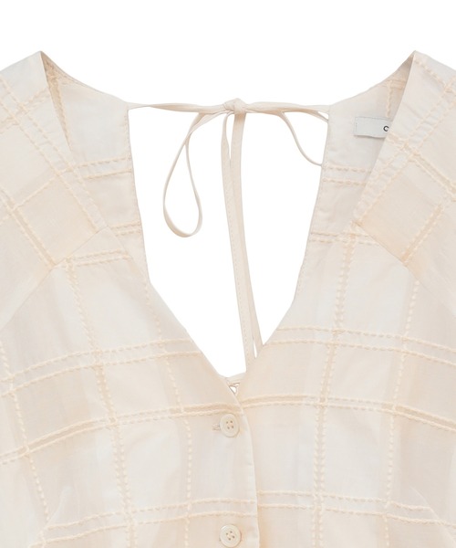 CLANE ブラウス シャツ 「CLANE/クラネ」SHEER CHECK TUCK WAIST