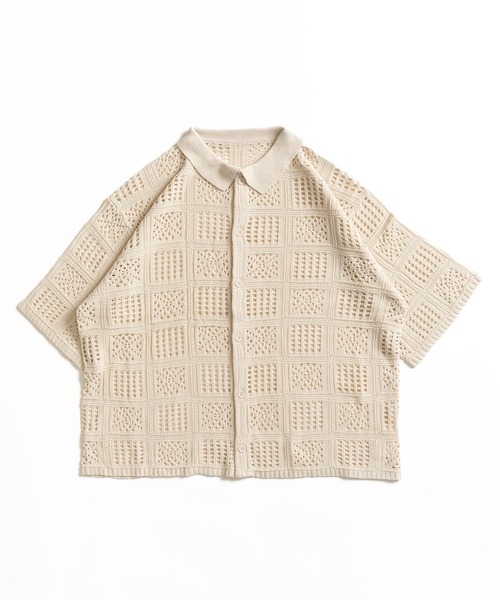 WETTEMPT シャツ 半袖 CROCHET KNIT SHIRT / クロシェニットシャツ