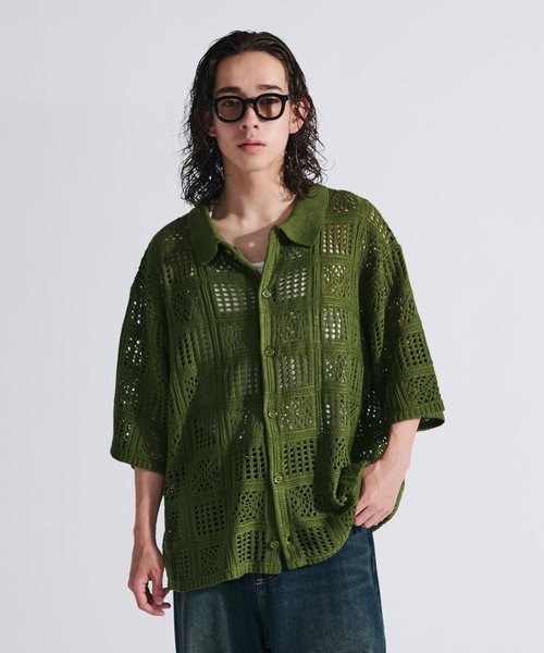 WETTEMPT シャツ 半袖 CROCHET KNIT SHIRT / クロシェニットシャツ