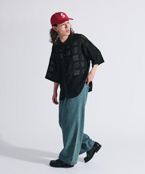 WETTEMPT シャツ 半袖 CROCHET KNIT SHIRT / クロシェニットシャツ
