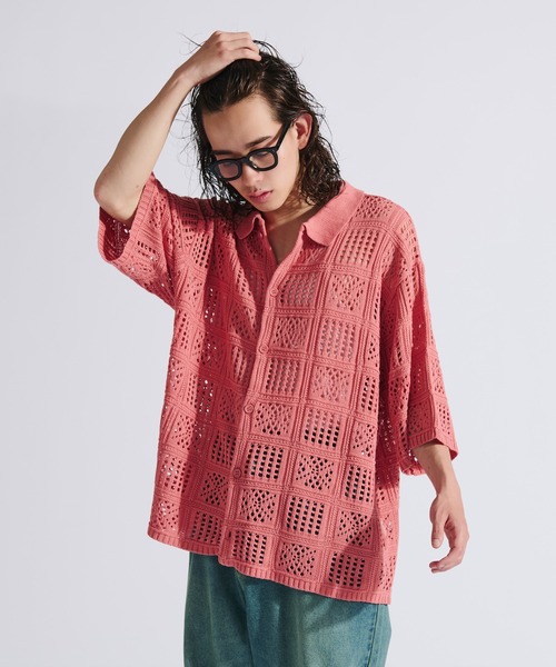 WETTEMPT シャツ 半袖 CROCHET KNIT SHIRT / クロシェニットシャツ