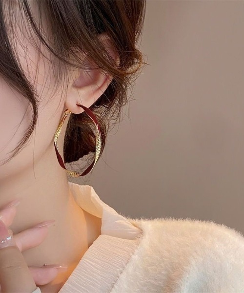 COO+i ピアス ツートンカラー大ぶりフープピアス レディース 