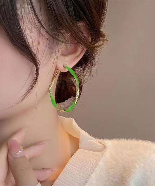 COO+i（クーイ） アレルギー対応 ピアス ツートンカラー大ぶりフープ