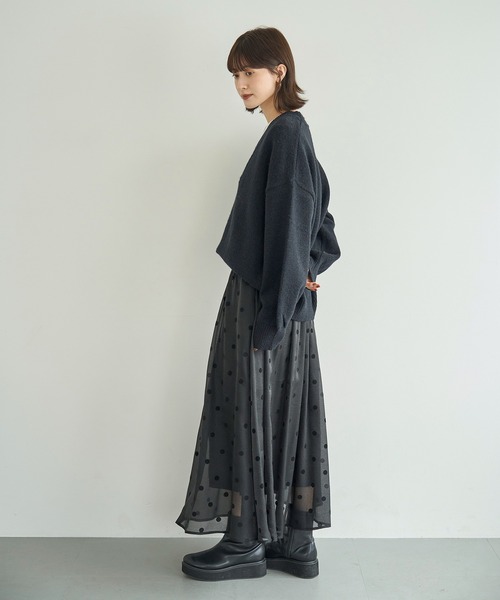 meilmada スカート フロッキードットオーガンジースカート