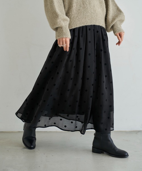 meilmada スカート フロッキードットオーガンジースカート : ZOZOTOWN