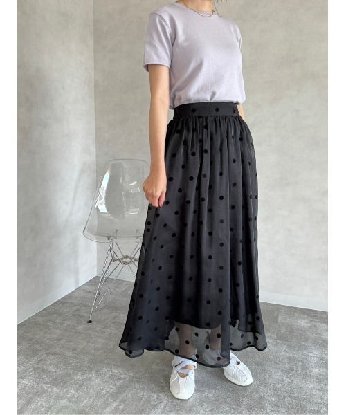 meilmada スカート フロッキードットオーガンジースカート : ZOZOTOWN