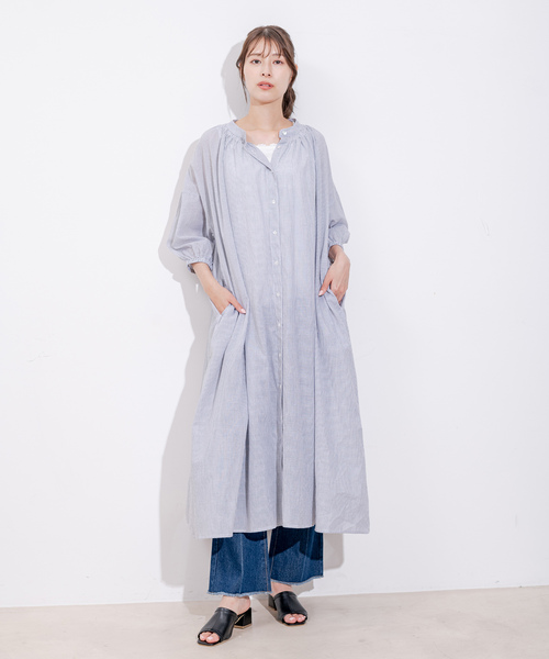 JAYRO（ジャイロ） シャツワンピース インド綿ボイルストライプ